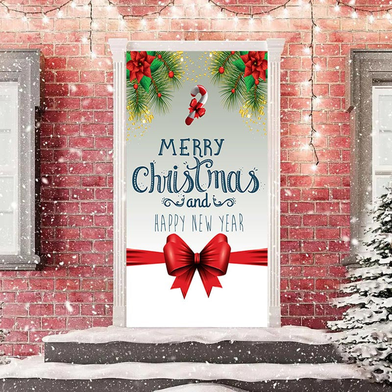 Aperturee - White Red Happy New Year Merry Christmas Door Cover