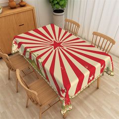 Aperturee - White Red Star Stripes Vintage Rectangle Tablecloth