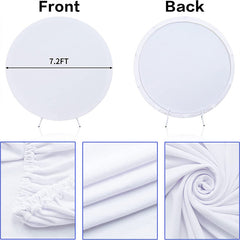 Aperturee - White Round Backdrop Cover for Birthday Party