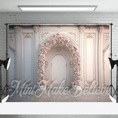 Aperturee - White Triumphal Arch Pink Floral Wedding Backdrop