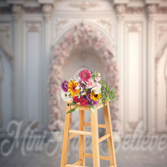 Aperturee - White Triumphal Arch Pink Floral Wedding Backdrop