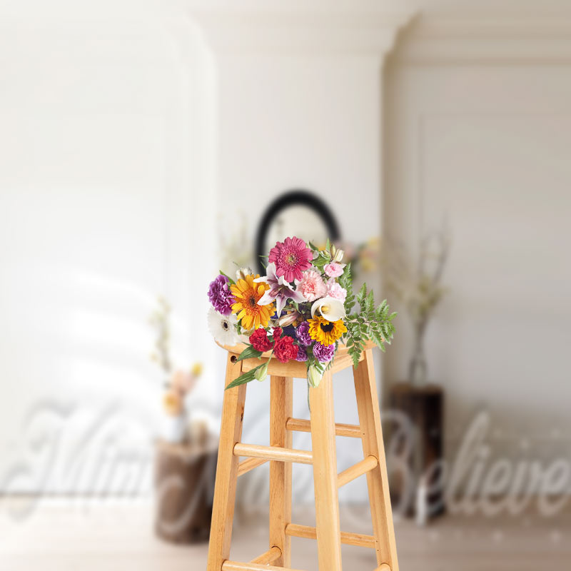 Aperturee - White Wall Mirror Flower Floor Mudunzi Backdrop