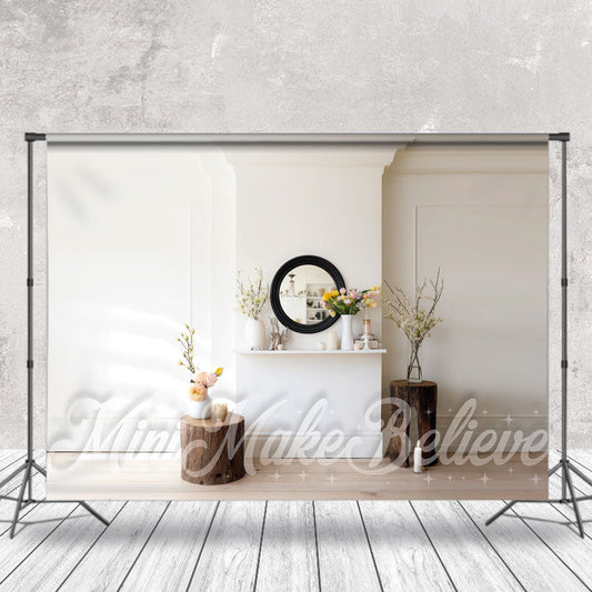 Aperturee - White Wall Mirror Flower Floor Mudunzi Backdrop
