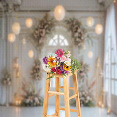 Aperturee - White Window Door Lantern Flower Wedding Backdrop