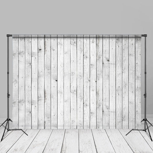 Aperturee - White Wood Plank Wall Texture Photography Backdrop