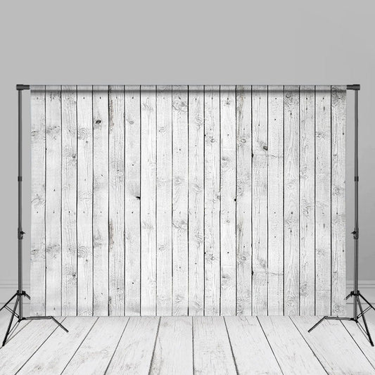 Aperturee - White Wood Plank Wall Texture Photography Backdrop