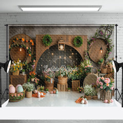 Aperturee - Whitish Brown Retro Black Arch Easter Photo Backdrop