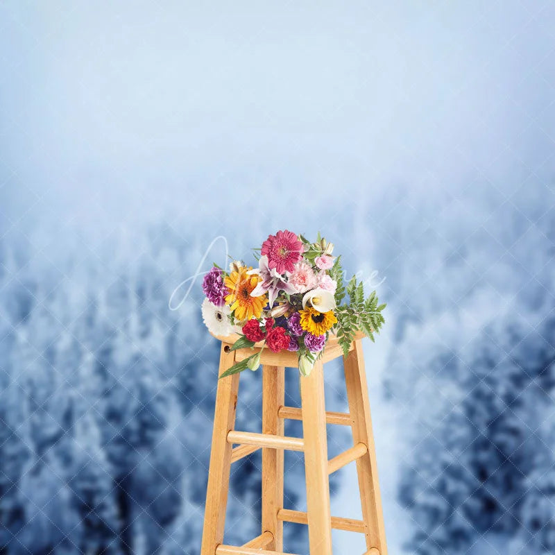 Aperturee - Winter Foggy Snowy Forest Wonderland Backdrop