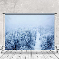 Aperturee - Winter Foggy Snowy Forest Wonderland Backdrop