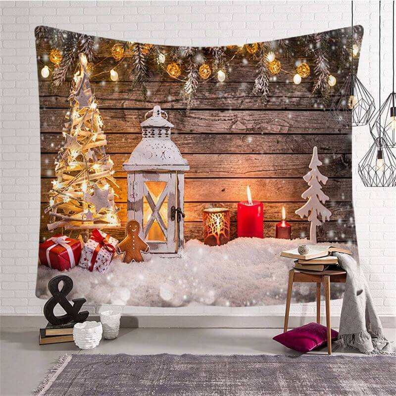 Aperturee - Winter Light Wood Christmas Landscape Wall Tapestry