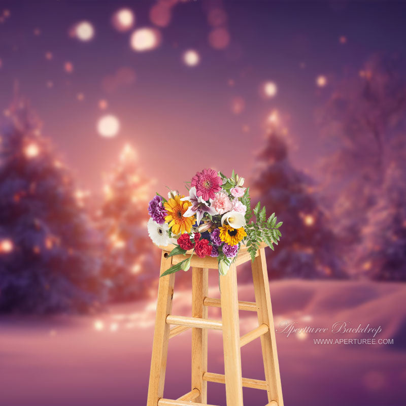 Aperturee - Winter Shining Spark Bokeh Trees Christmas Backdrop