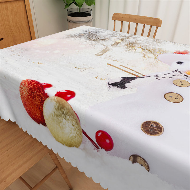 Aperturee - Winter Wonderland Snowman Bokeh Christmas Tablecloth