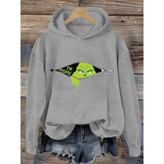 Aperturee - Women’s Ew People Christmas Print Hooded Sweatshirt