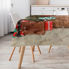 Aperturee - Wood House Brick Wall Snowy Christmas Tablecloth