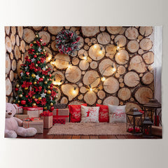 Aperturee - Wood Stake Wall Tree Christmas Backdrop For Deco
