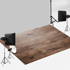 Aperturee - Wood Texture Brown Rubber Floor Mat For Photoshoot