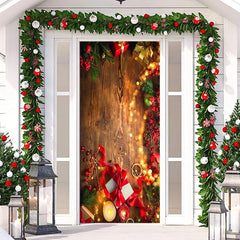 Aperturee - Wooden Board Glitter Light Warm Christmas Door Cover