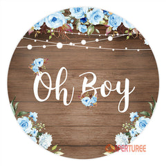 Aperturee - Wooden Floral Round Baby Shower Backdrop For Boy