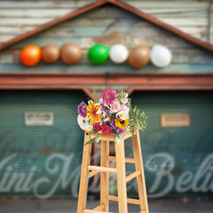 Aperturee - Wooden House Shutter Door Balloon Birthday Backdrop