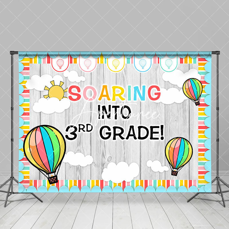 Aperturee - Wooden Soaring Into 3rd Grade Back To School Backdrop