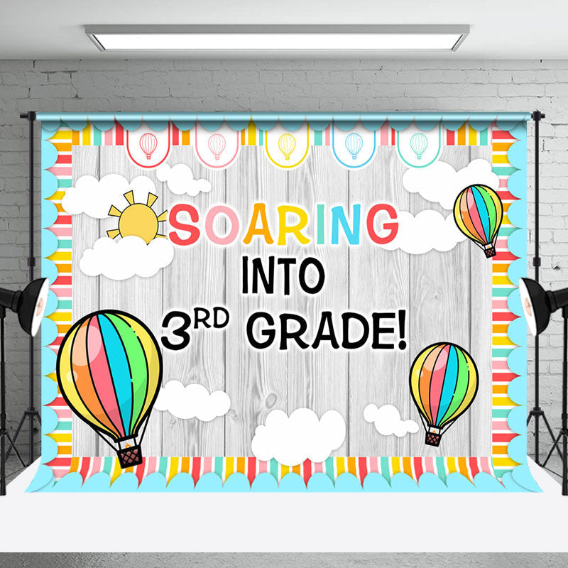 Aperturee - Wooden Soaring Into 3rd Grade Back To School Backdrop