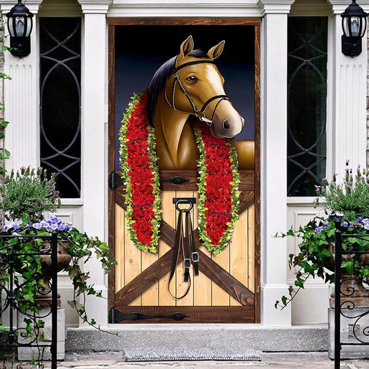 Aperturee - Wooden Stable Horse Racing Kentucky Derby Door Cover