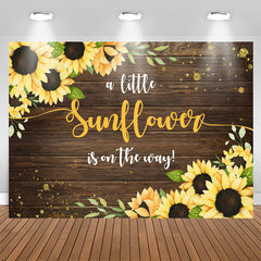 Aperturee - Wooden Sunflower Is On The Way Baby Shower Backdrop