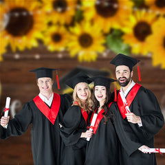 Aperturee - Wooden Turnsole Balloons Congrats Grad Photo Backdrop