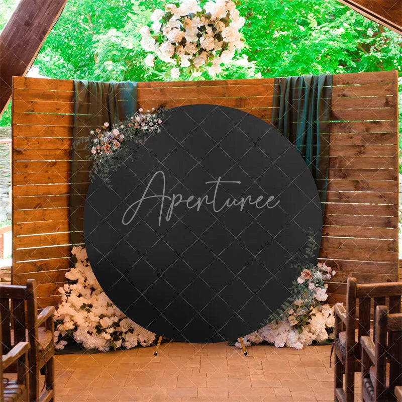 Aperturee - (Ship In 24HR) Wrinkle Free Black Round Backdrop Circle Cover