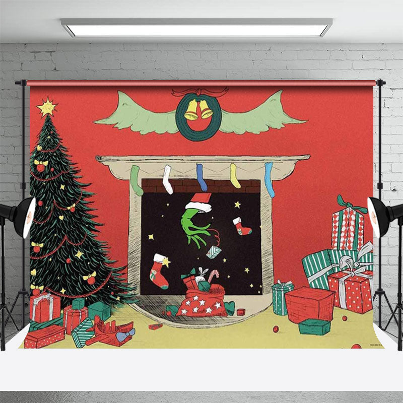 Aperturee - Xmas Pine Tree Monster Stole Gift Christmas Backdrop