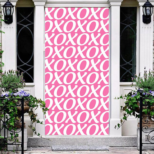 Aperturee - Xoxo Repeat Letters Pink Valentines Day Door Cover