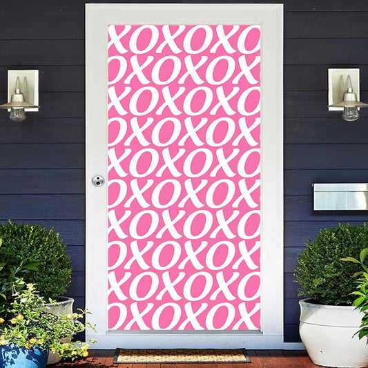 Aperturee - Xoxo Repeat Letters Pink Valentines Day Door Cover