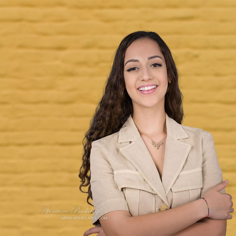 Aperturee - Yellow Brick Wall Texture Portrait Photo Backdrop