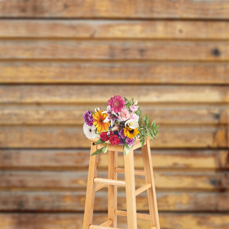 Aperturee - Yellow Brown Faded Wood Backdrop For Photography