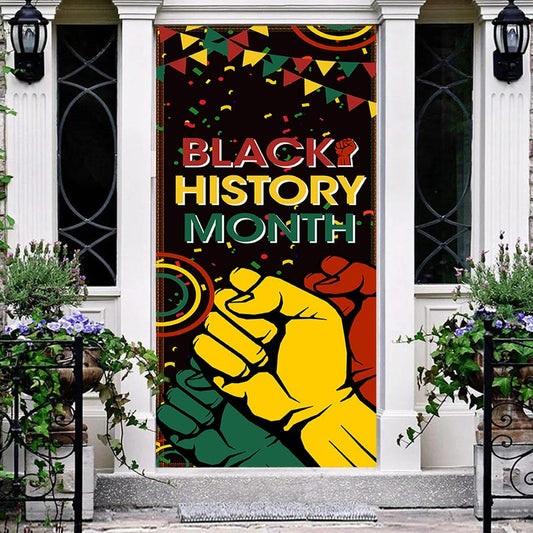 Aperturee - Yellow Red Green Fist Black History Month Door Cover