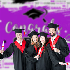 Aperturee - You Did It Brush Purple Black Graduation Photo Backdrop