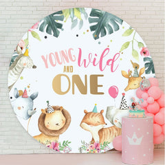 Aperturee - Young And Wild Animals Round 1st Birthday Party Backdrop