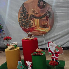 Aperturee - Circle Christmas Tree And Warm House Decoration Backdrop