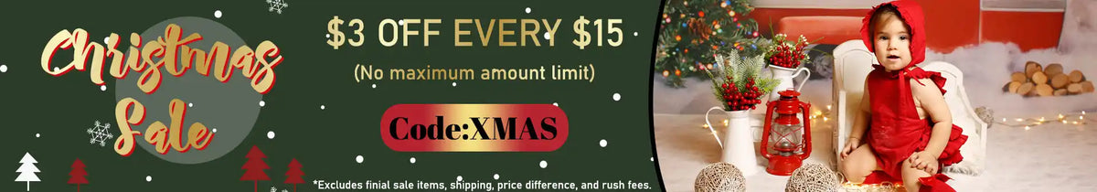 Holiday promotional banner featuring Christmas sale text and discount offers with festive decorations.