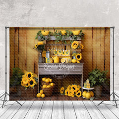 Aperturee - Sunflower Lemon Green Plants Backdrop For Photo