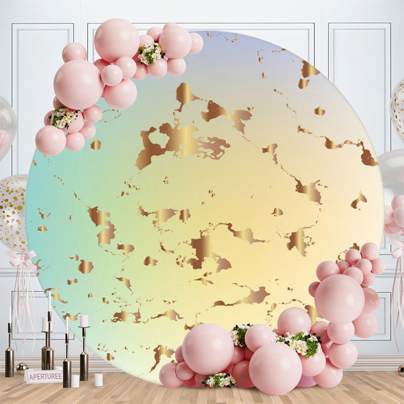 Aperturee - Abstract Gold Circle Happy Birthday Backdrop