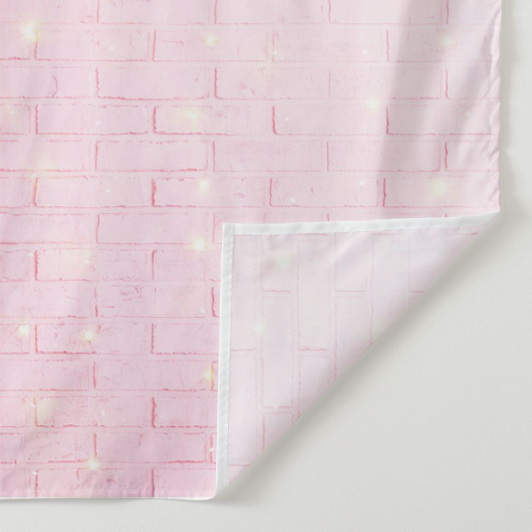 Aperturee - Baby Pink Brick Wall Lights Valentine Backdrop