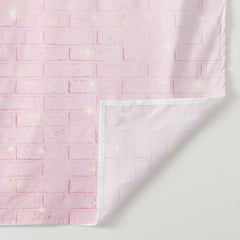 Aperturee - Baby Pink Brick Wall Lights Valentine Backdrop