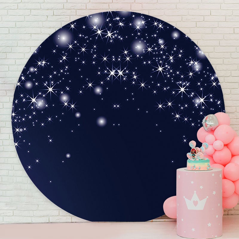 Aperturee - Black Glitter Night Round Baby Shower Backdrop