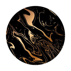 Aperturee - Black Gold Abstract Line Round Birthday Backdrop