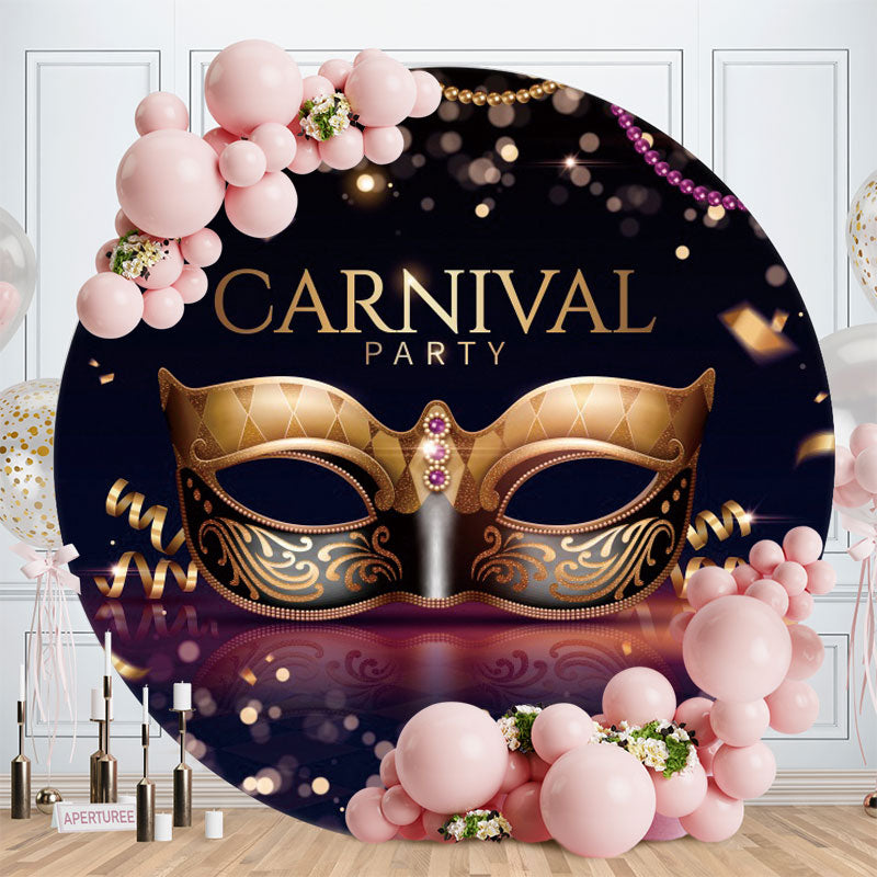 Aperturee - Black Gold Mask Round Bokeh Carnival Backdrop