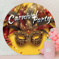 Aperturee - Black Gold Mask Round Carnival Party Backdrop
