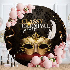 Aperturee - Black Gold Round Classy Garnival Party Backdrop