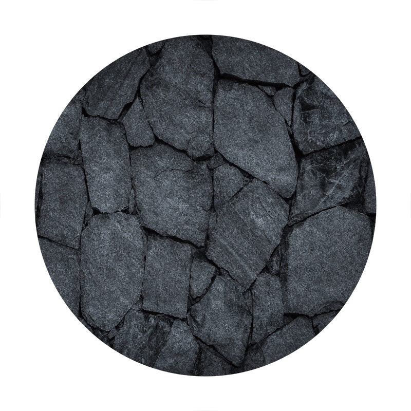 Aperturee - Black Marble Texture Round Birthday Backdrop