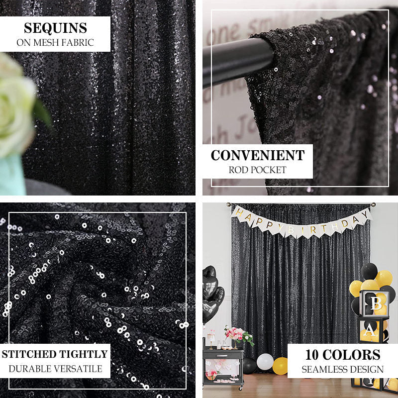 Aperturee - Black Sequin Shimmer Fabric Backdrop For Photography